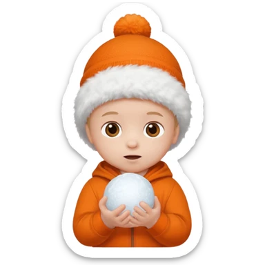 baby boy in orange with snowball











 sticker
