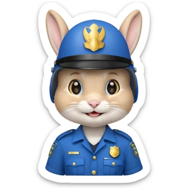 cute Rabbit police, blue uniform including helmet of uniform sticker