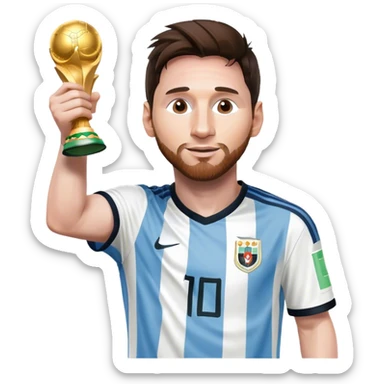Lionel Messi celebrates with World Cup sticker