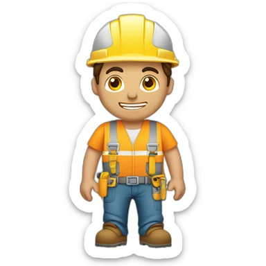 Albañil de construcción hombre saludando sticker