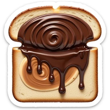 slice of bread covered in nutella sauce on top sticker