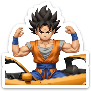 Goku crashes cars throw on Vegeta's head  sticker