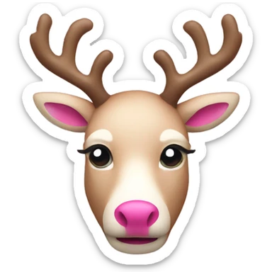 pink and beige reindeer  sticker