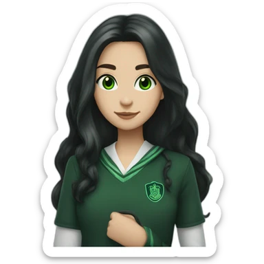 slytherin-student-girl-long dark hair-green eyes sticker
