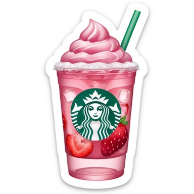 Starbucks pink drink with strawberries and ice sticker