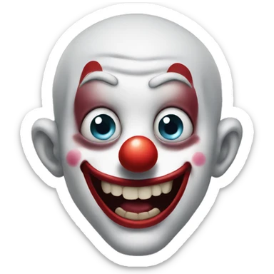 Clown drooling with insane eyes sticker