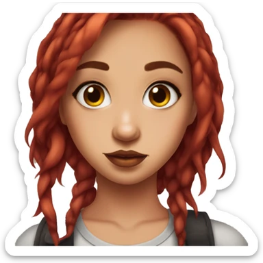 Girl with red medium length hair,brown eyes,labret piercing,septum piercing,rosy lips sticker