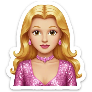 Ginger Rogers with long golden blonde hair, pink sequin outfit  sticker