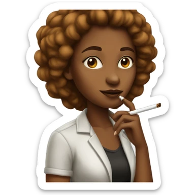 Girl with brown skin smoking sticker