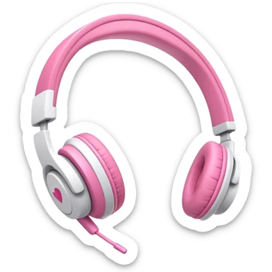 Unos audífonos blancos con un listón rosa  sticker