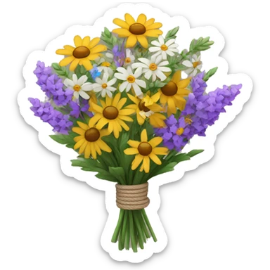 bouquet of wildflowers tied with twine sticker