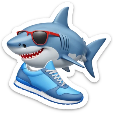 Cool shark with sunglasses and blue sneakers sticker