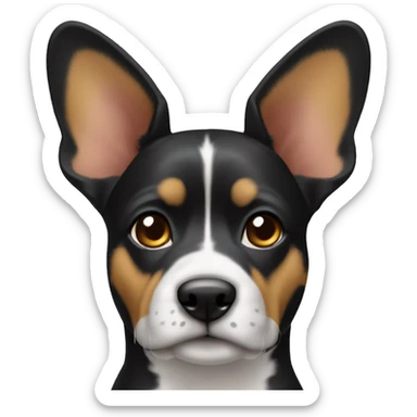 black tri color american bollie with cropped ears sticker