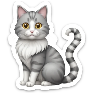 a grey and white cat sitting regally sticker