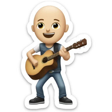 Bald skinny white man playing guitar sticker