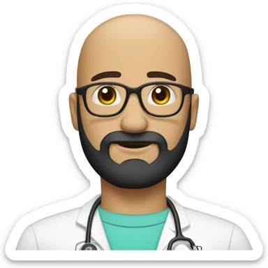 Bald tan doctor crown black beard sticker