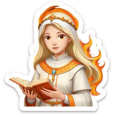 dnd cleric holding a holy book on fire sticker