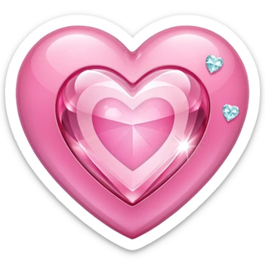 diamond heart with one mini pink heart inside of it  sticker
