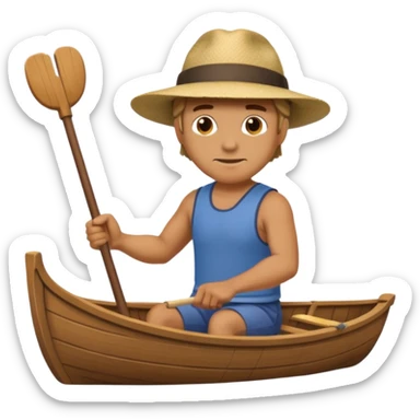 man rowing boat sticker