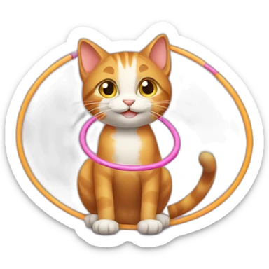 cat playing hoola hoop sticker