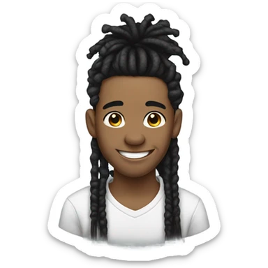 young guy with black dread locks wearing earrings and big lips and smiling with dimples sticker