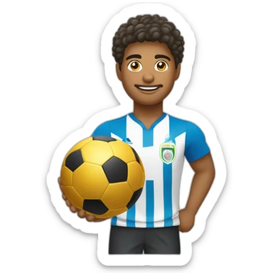 menino com cabelo curto meio ondulado com a copa do mundo sticker