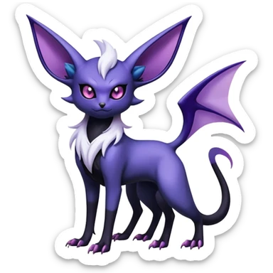 Shiny Exotic Badass Mysterious Gothic Noibat-Espeon-Absol-Pokémon-Fakémon-hybrid-creature (full body) sticker