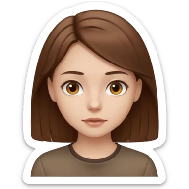Pale girl brown hair and wearing brown shirt  sticker