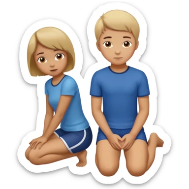 Girl on hands and knees boy on knees  sticker