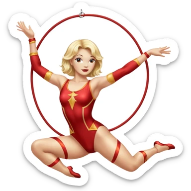 a blonde female circus performer on aerial silk sticker
