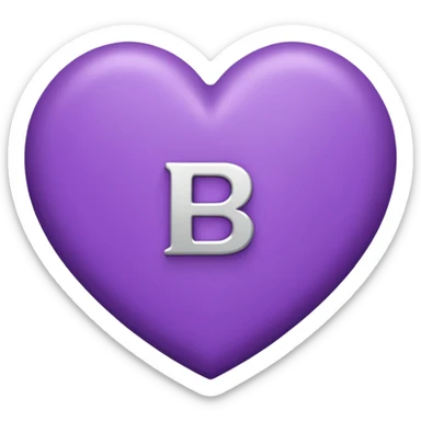 LETTER capital " B" Inside the heart shape, the heart is in purple color and the letter "B" is in white color sticker