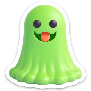classic green slime, simple and round, neutral expression sticker