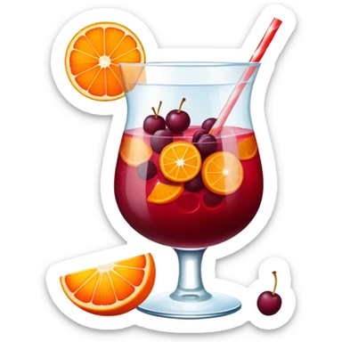 frozen sangria in a glass with fruit sticker