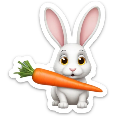 A rabbit in search of carrots  sticker