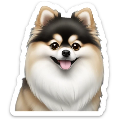 Pomeranian Spitz black with white chest sticker