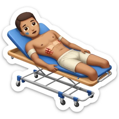 

a full-length human figure, lying down, with injuries on a stretcher sticker
