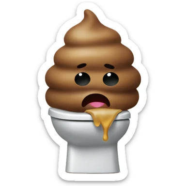 Poop emoji that is vomiting sticker