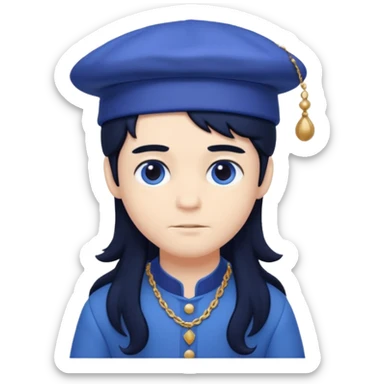 pale blueberry prince cute with long black hair blueberry hat and clothes sticker