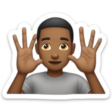 young man with both palms of his hand showing as if he didn't care sticker