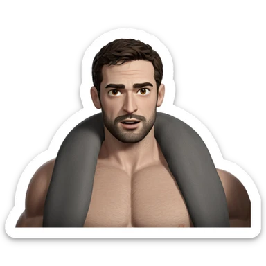 muscular man with beard sticker