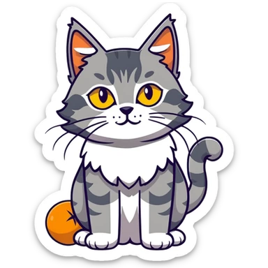 blue-gray maine coon cat with yellow eyes sticker