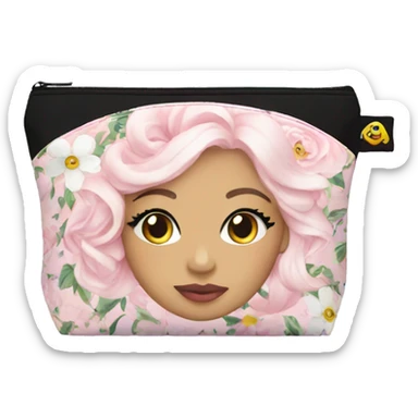 light pink floral makeup bag  sticker