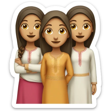 group of girls in shalwar kameez standing sticker