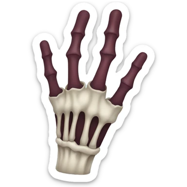 skeleton hand with long maroon nails sticker