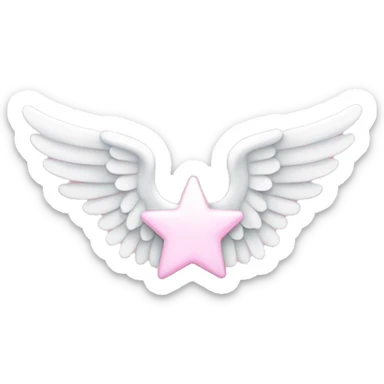 Light pink star with white angel wings sticker