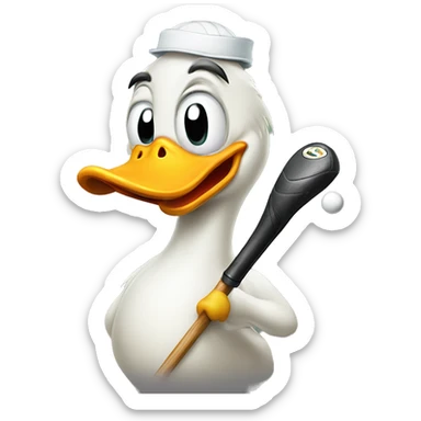 Angry Duck holding putter sticker