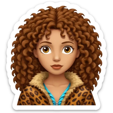 cavewoman with brown curly hair sticker