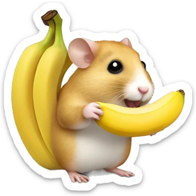 A hamster eats a banana sticker