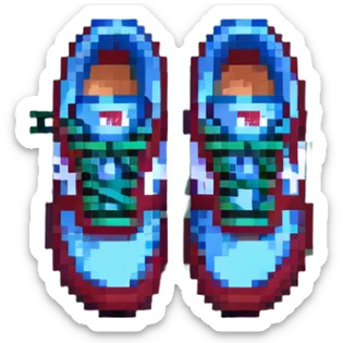 New Balance shoes, pixel art style, front view, laces and toe details, 8-bit graphics sticker