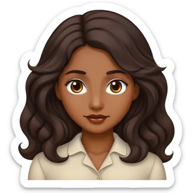 lady with medium brown skin, long wavy dark hair, soft features sticker